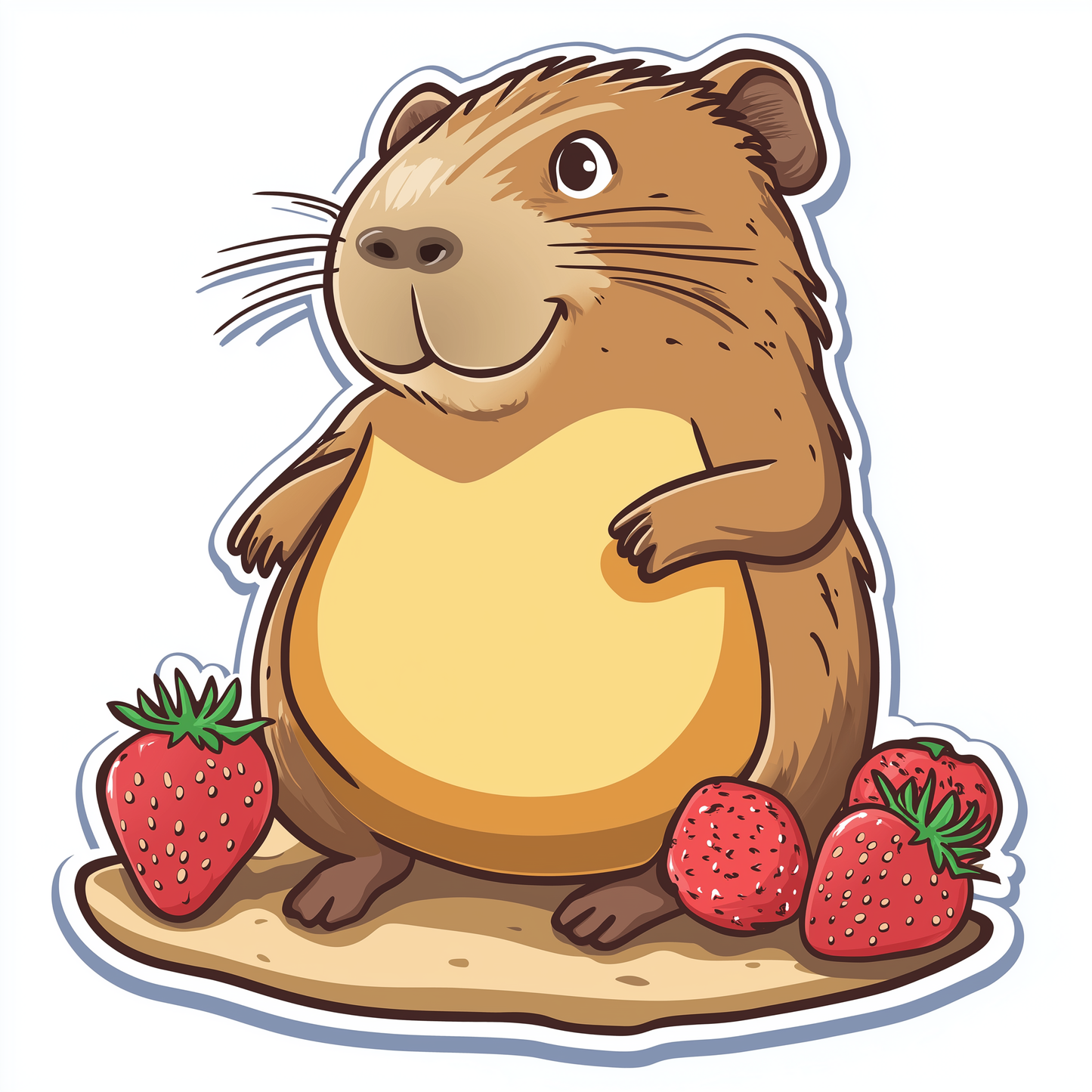 Capybara Sticker Die Cut and Kiss Cut Erdbeere