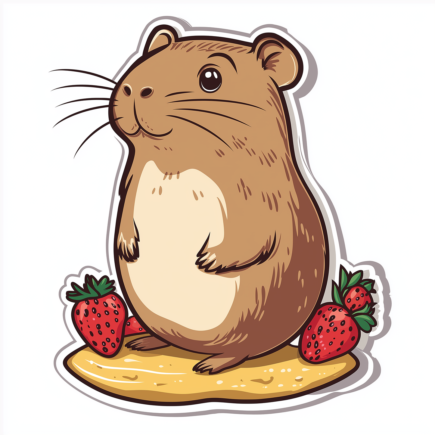 Capybara Sticker Die Cut and Kiss Cut Erdbeere