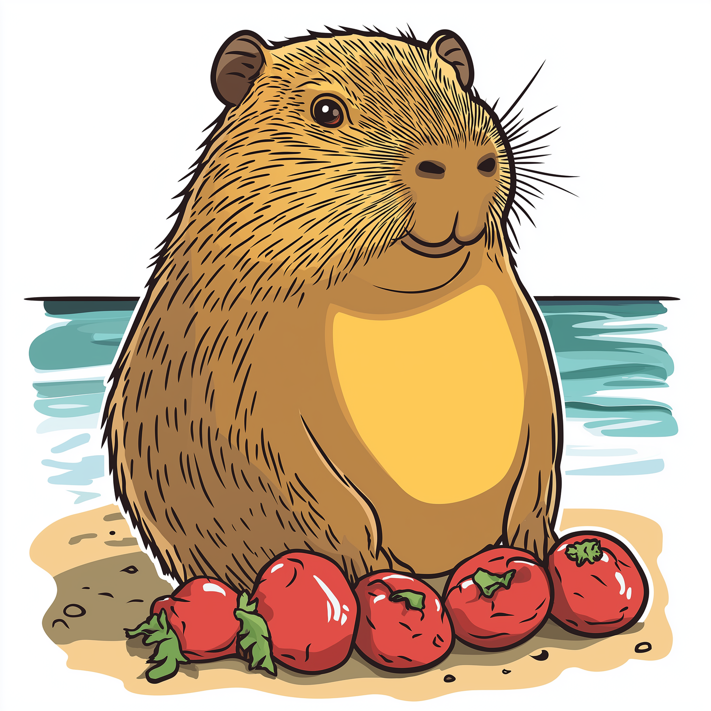 Capybara Sticker Die Cut and Kiss Cut Tomaten Strand Meer