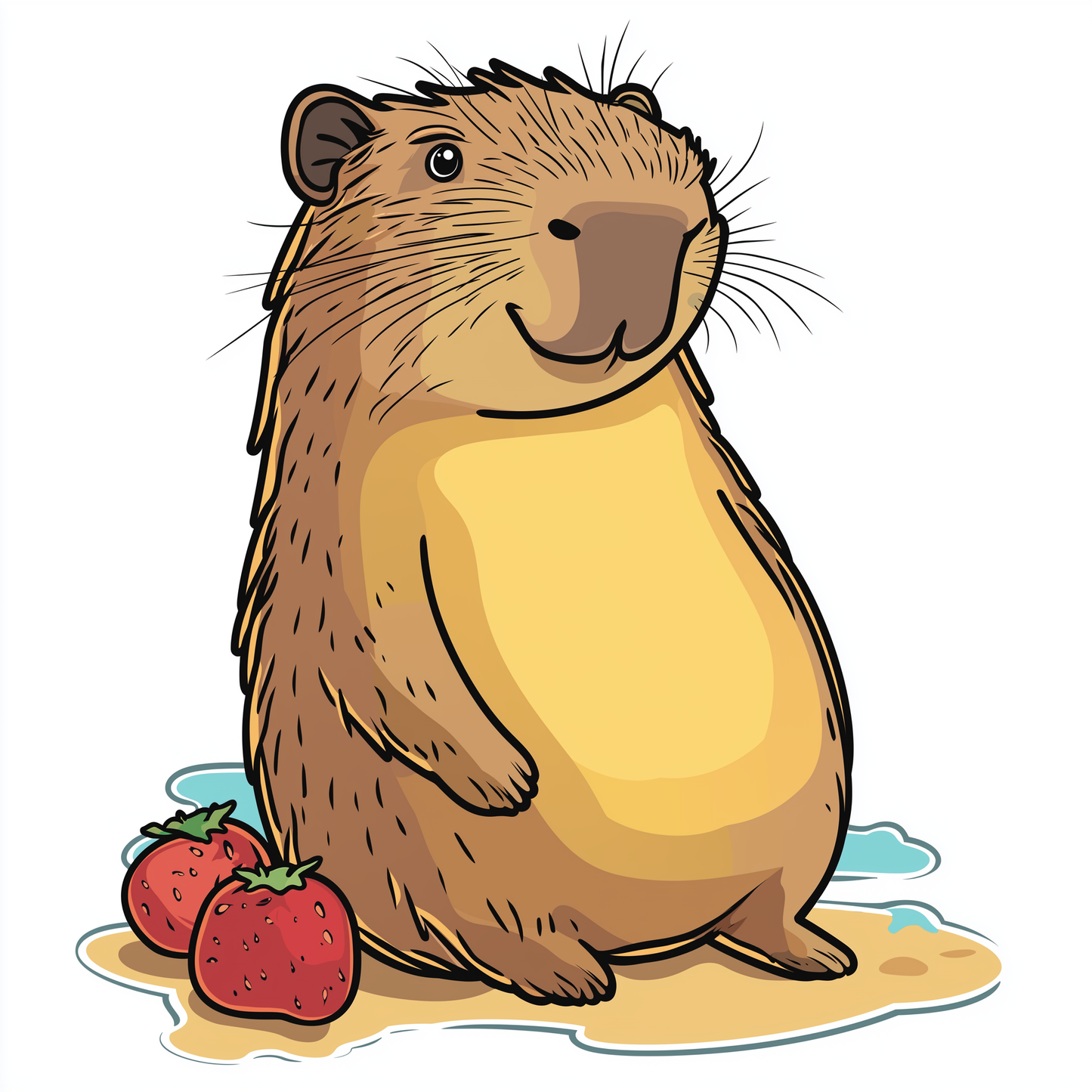 Capybara Sticker Die Cut and Kiss Cut Erdbeere