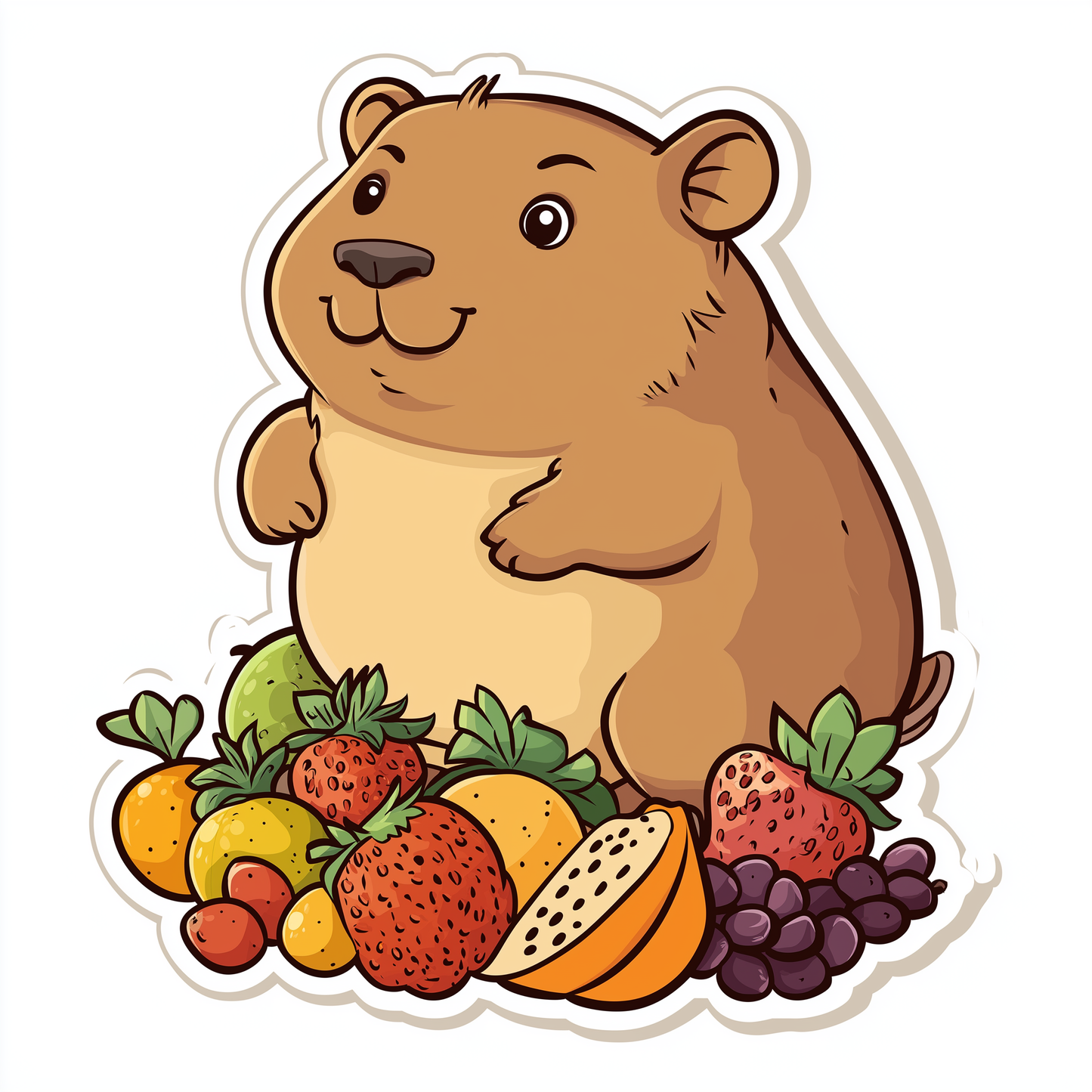 Capybara Sticker Die Cut and Kiss Cut Früchte Trauben Erdbeere