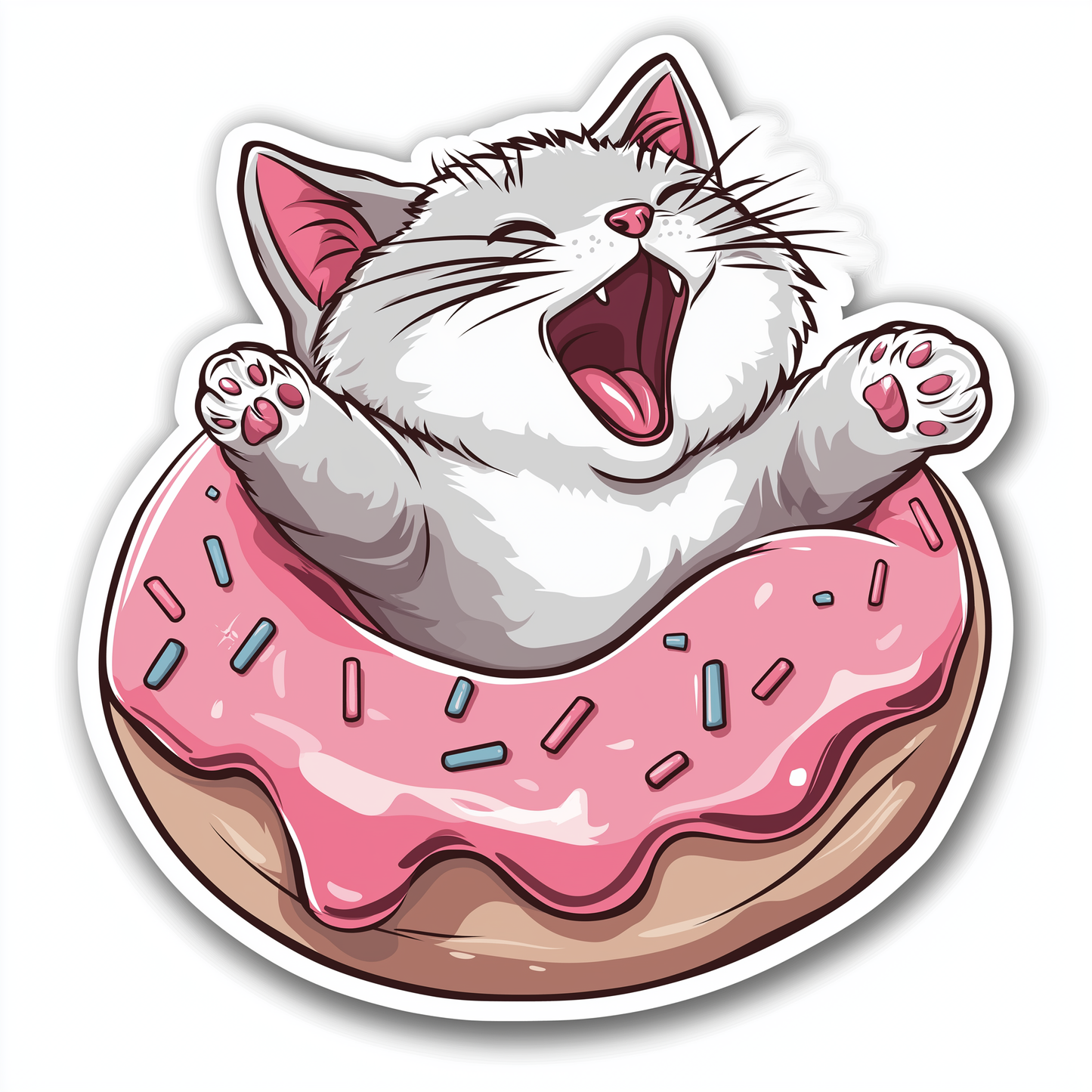 Katzen Sticker Die Cut Donut