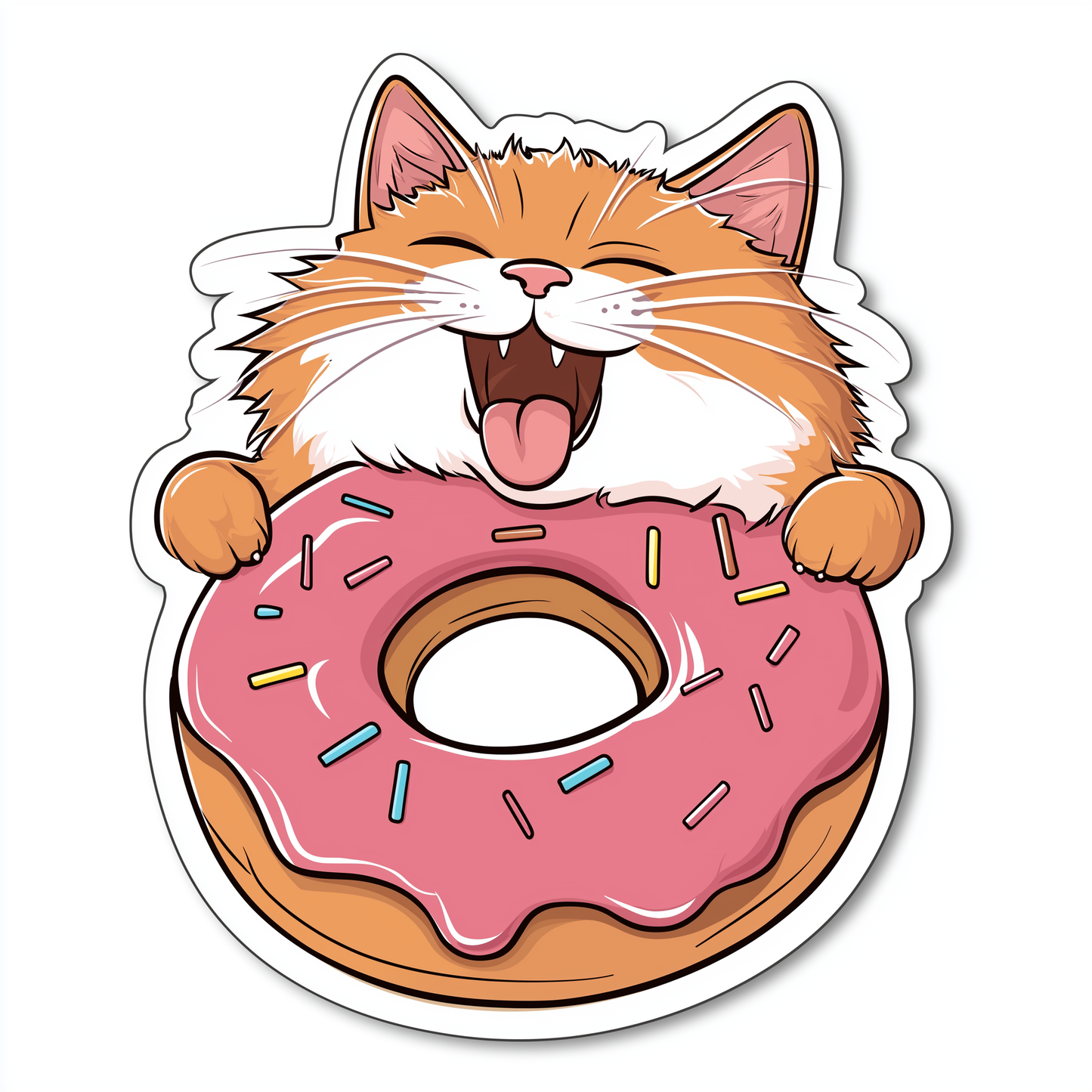 Katzen Sticker Die Cut Donut