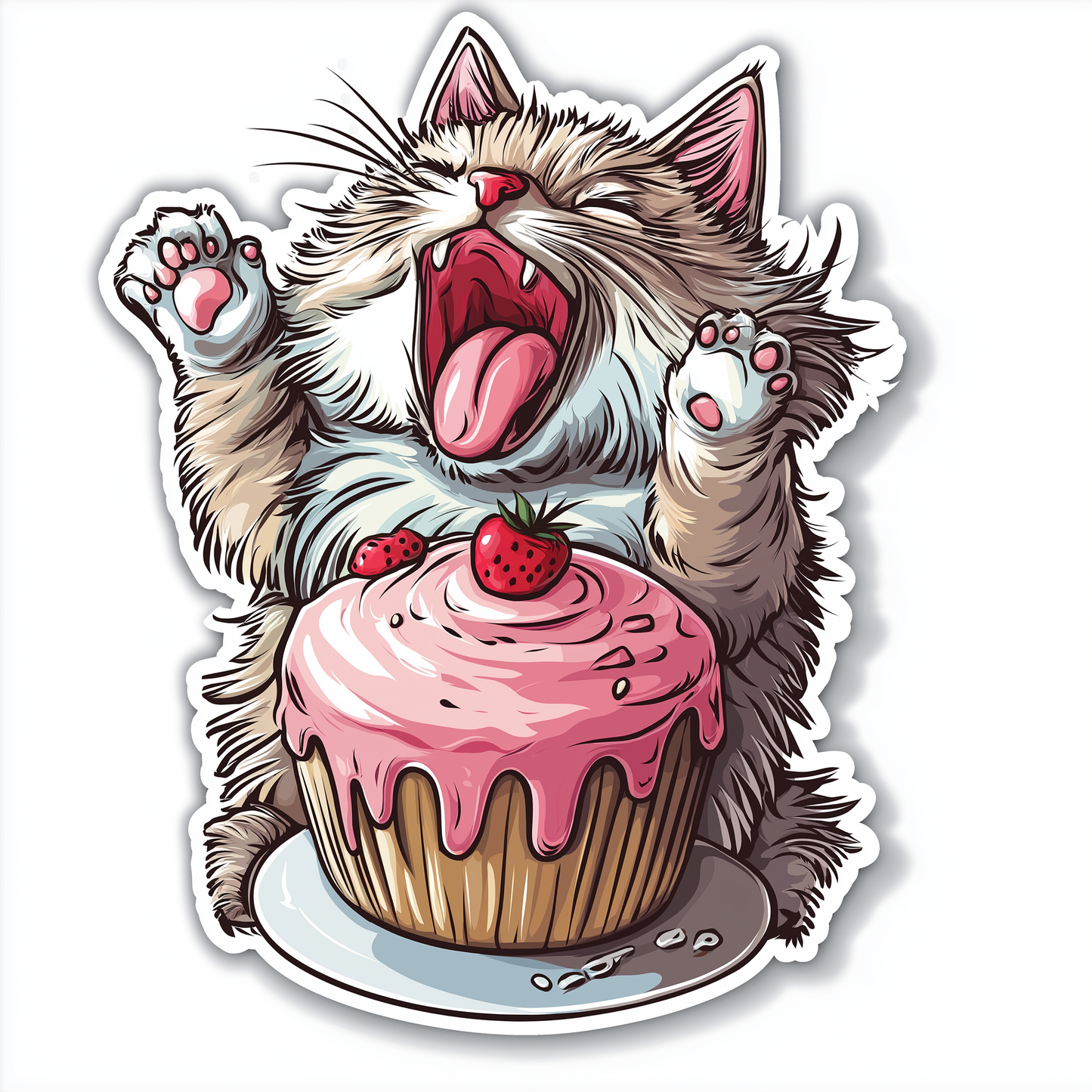 Katzen Sticker Die Cut Muffin