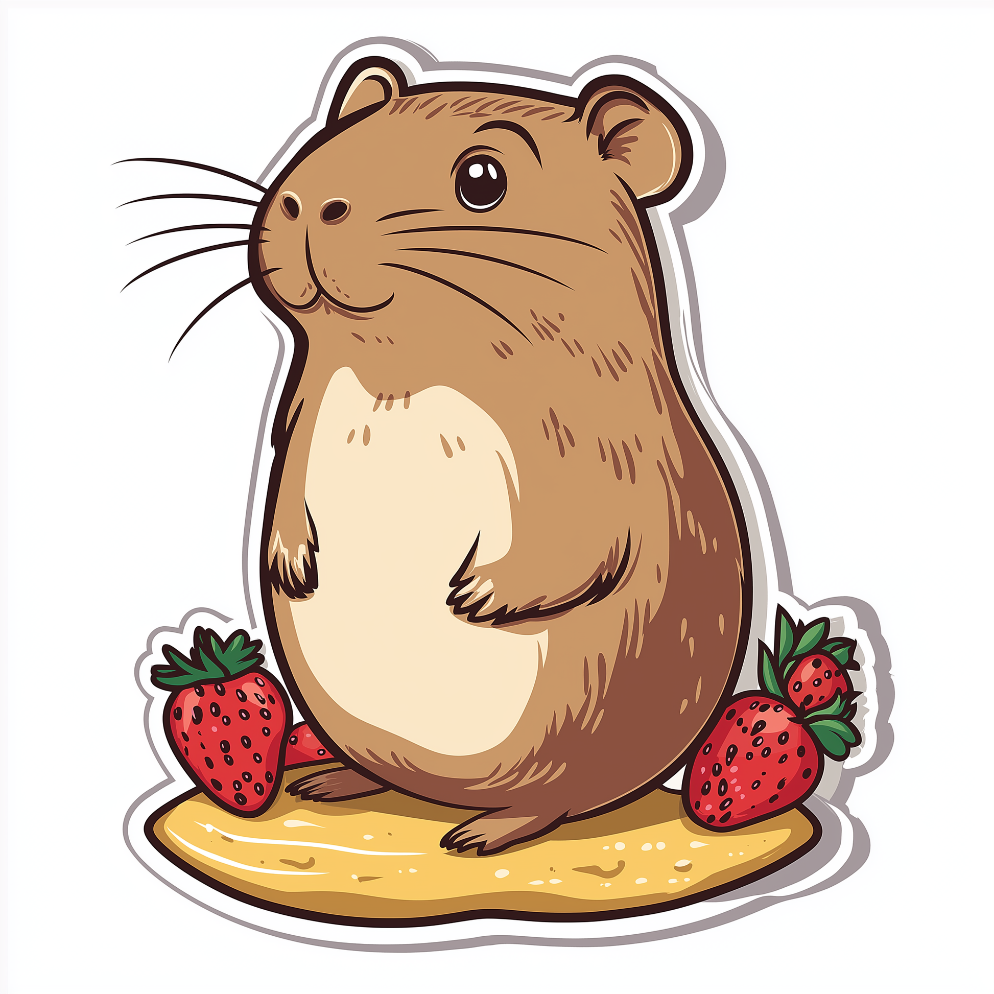 Capybara Sticker Die Cut and Kiss Cut Erdbeere