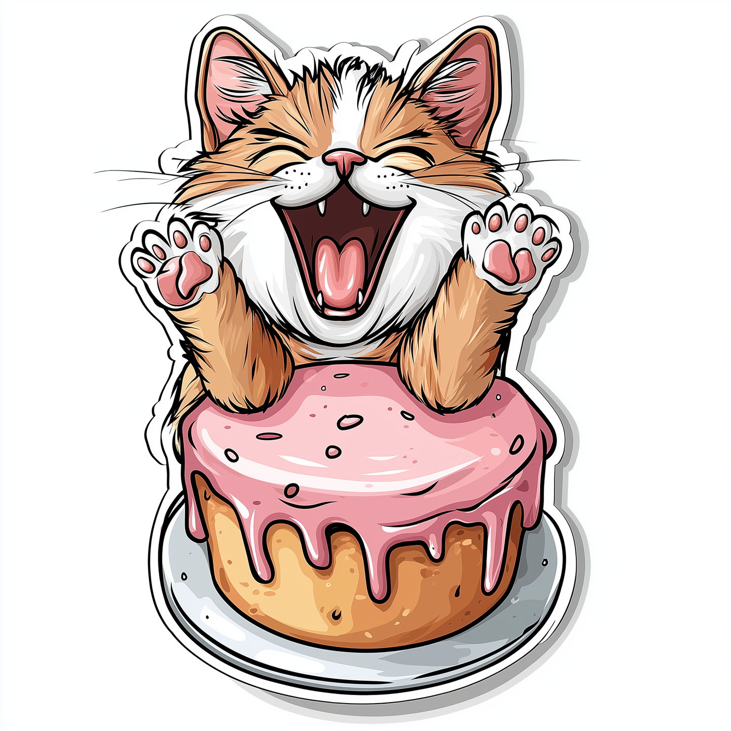 Katzen Sticker Die Cut Kuchen