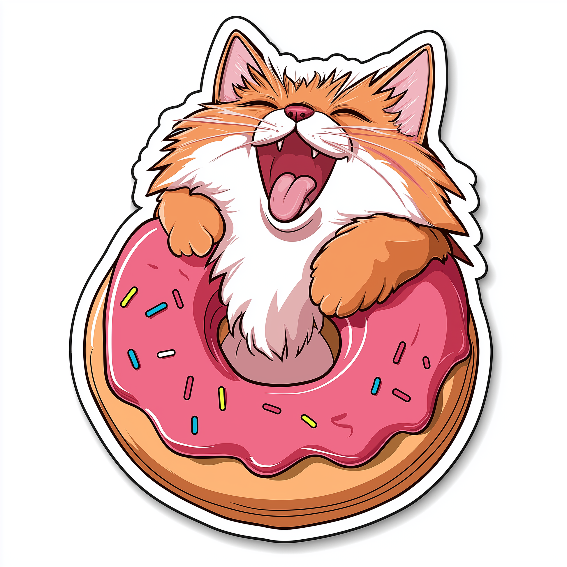 Katzen Sticker Die Cut Donut