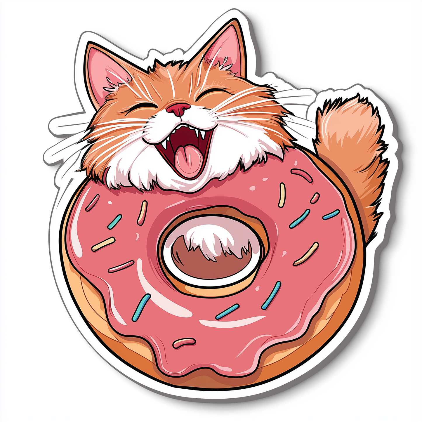 Katzen Sticker Die Cut Donut