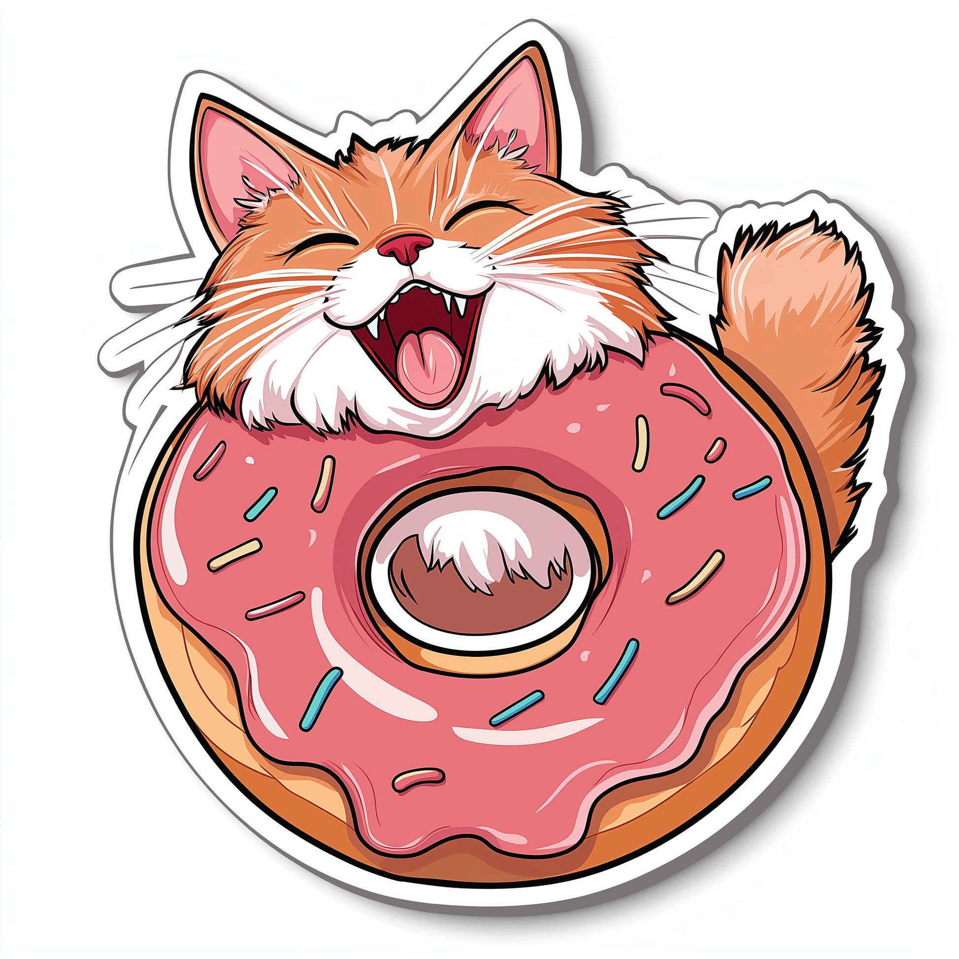 Katzen Sticker Die Cut Donut
