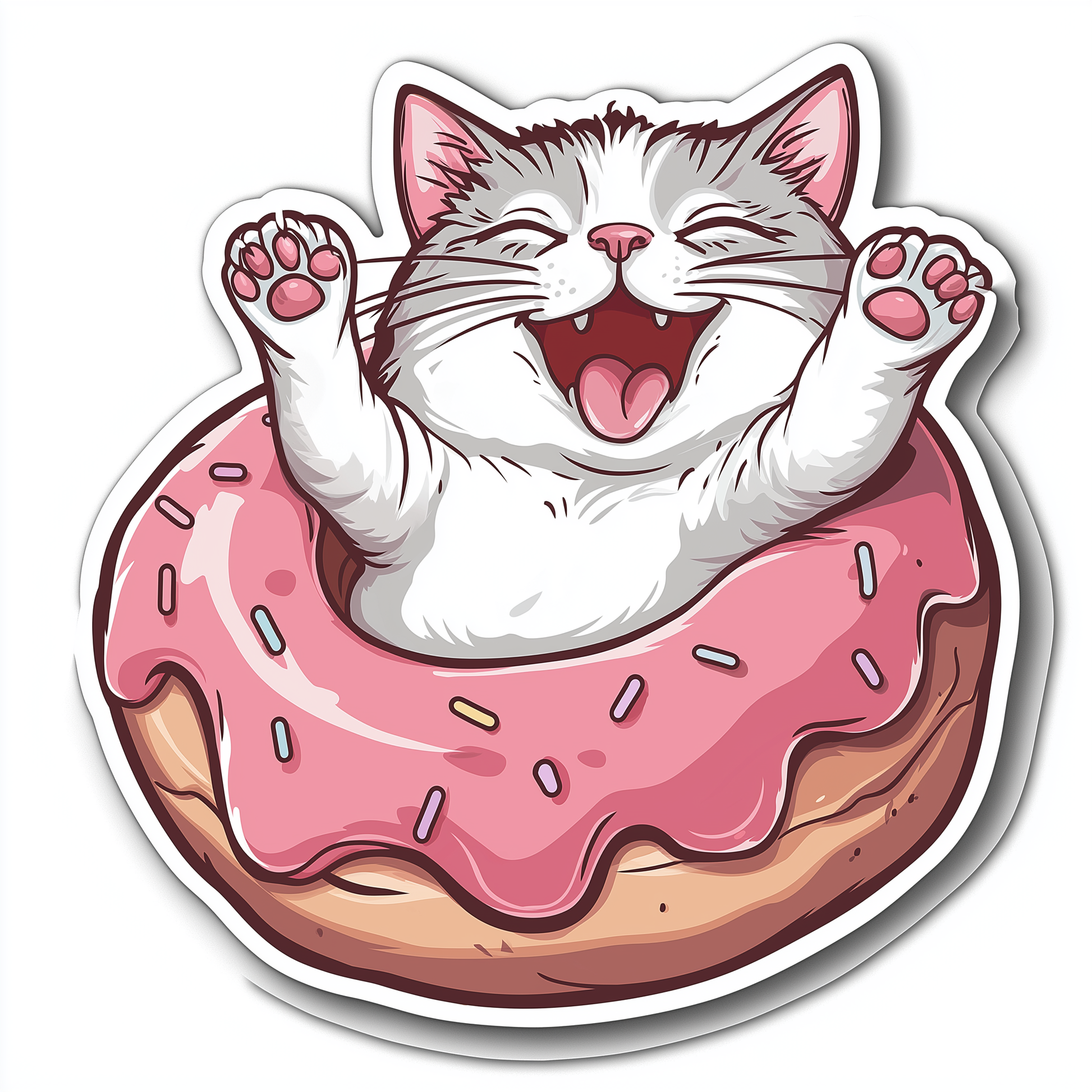 Katzen Sticker Die Cut Donut