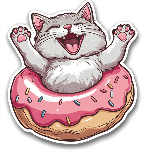 Katzen Sticker Die Cut Donut