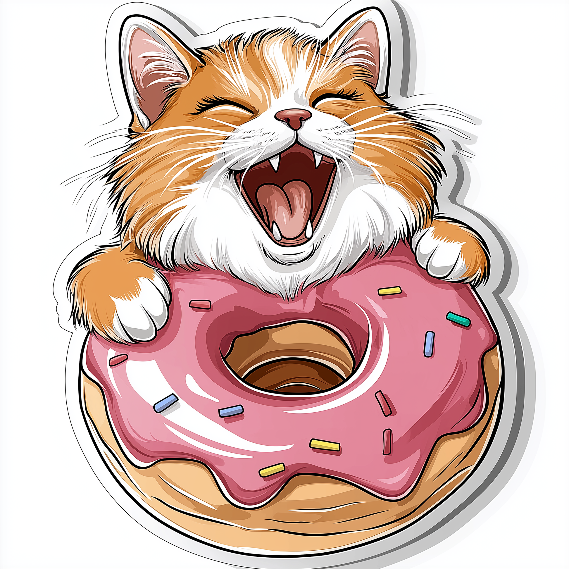 Katzen Sticker Die Cut Donut