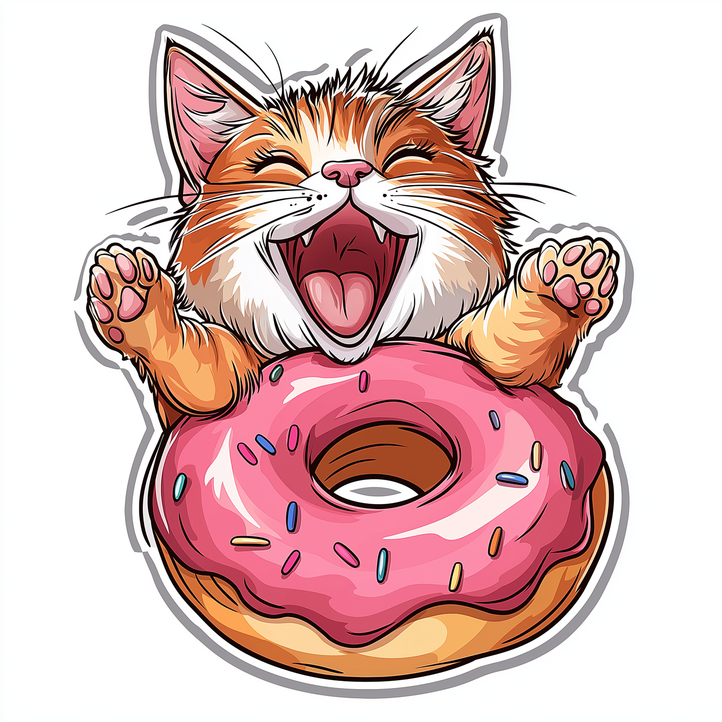 Katzen Sticker Die Cut Donut