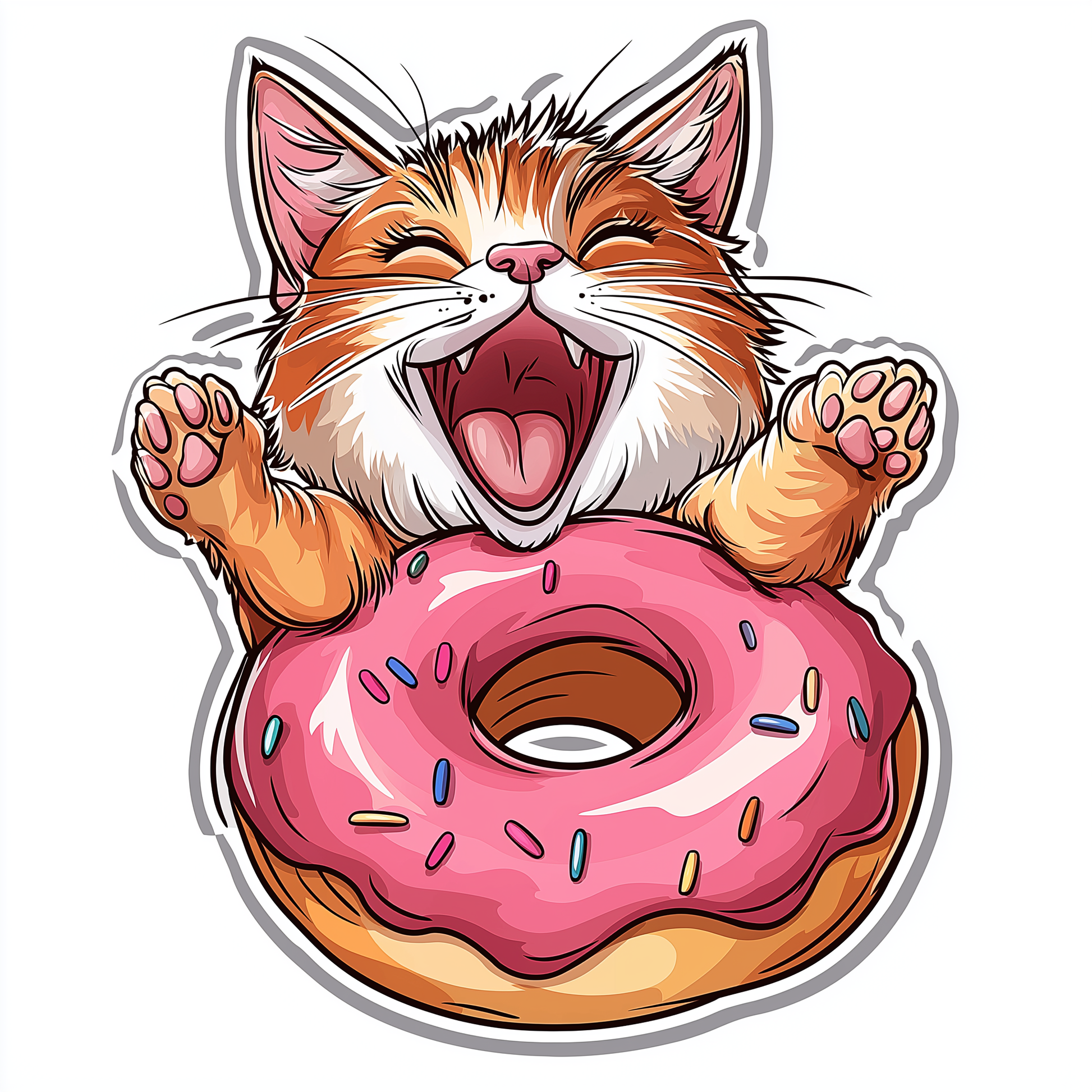 Katzen Sticker Die Cut Donut