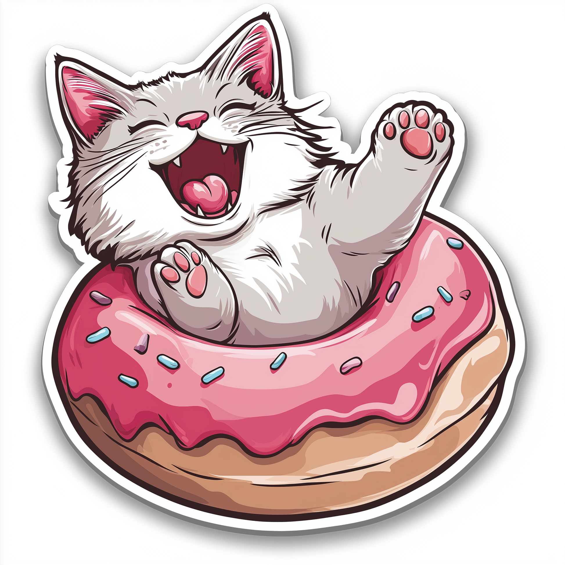 Katzen Sticker Die Cut Donut