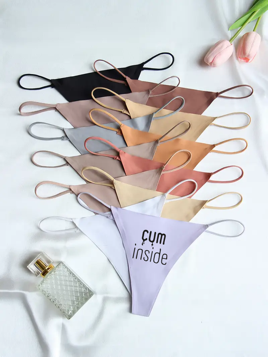 Damen String Tanga cum inside
